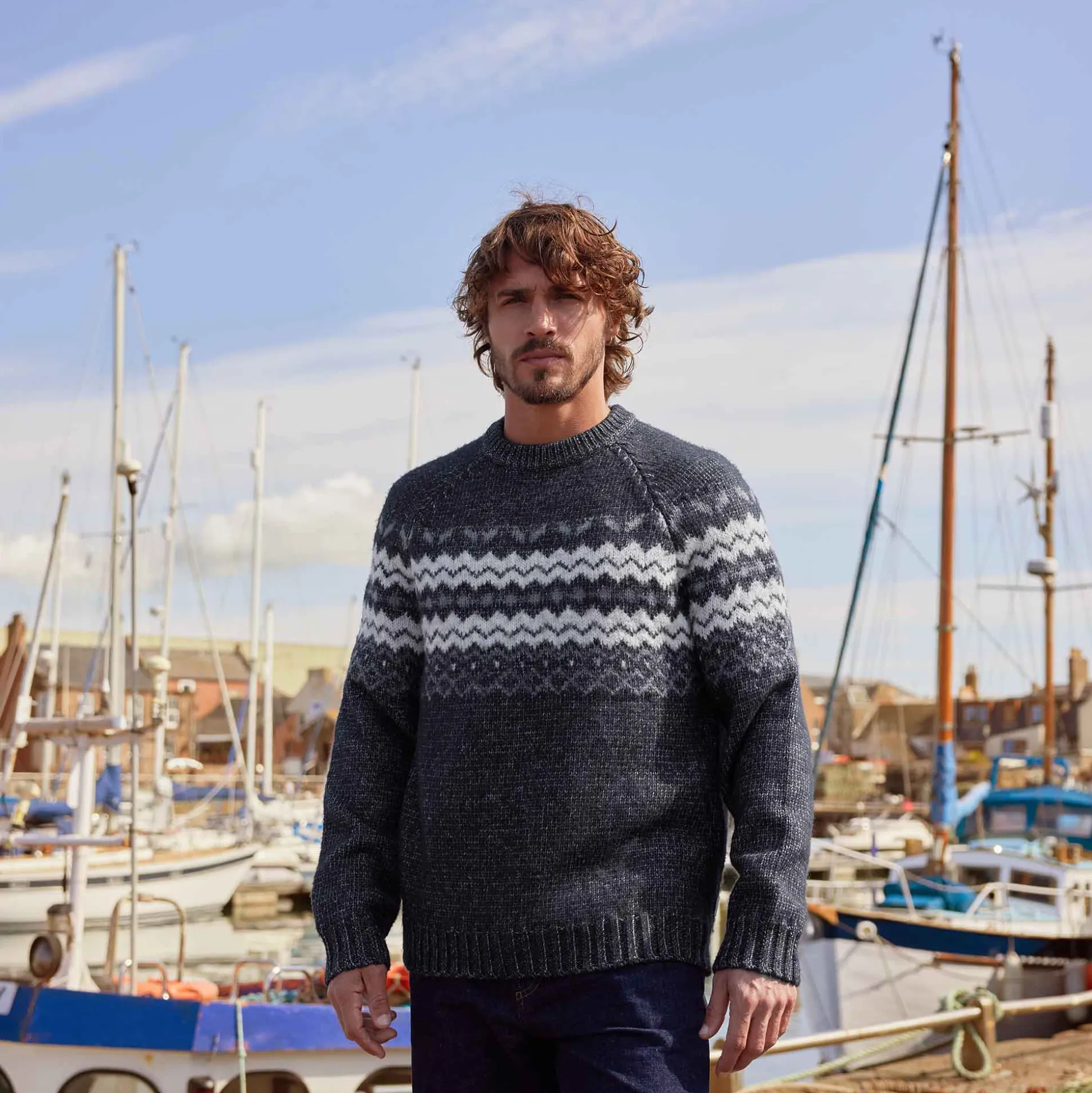 Michael Mens Chunky Knitted Jumper - Dark Indigo Marl