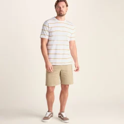 Morar Mens 100% Cotton Supersoft T-Shirt - Dark Yellow Stripe
