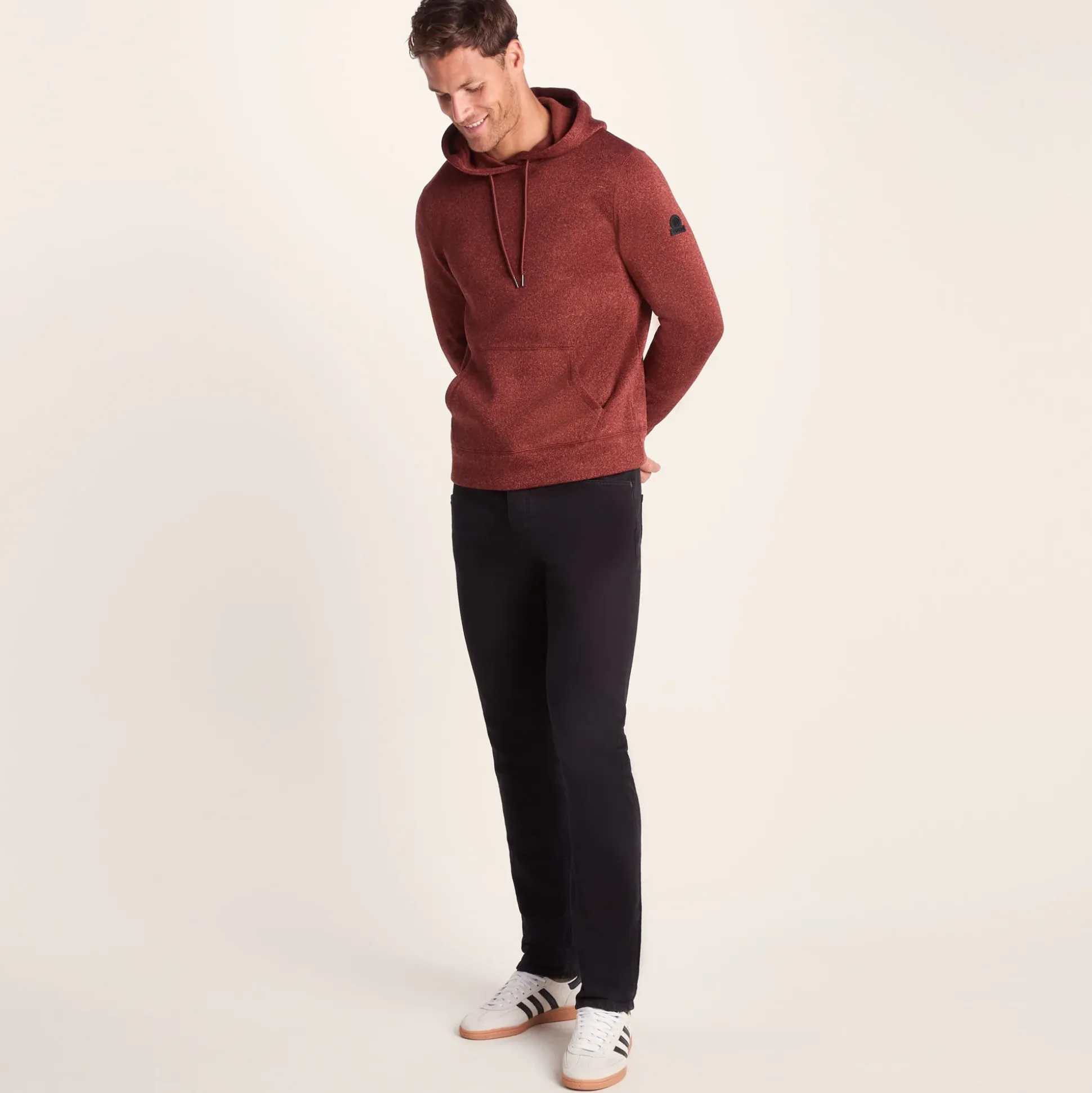 Mosby Mens Supersoft Knitlook Fleece Hoody - Clay Marl
