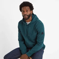 Mosby Mens Supersoft Knitlook Fleece Hoody - Petrol Green Marl