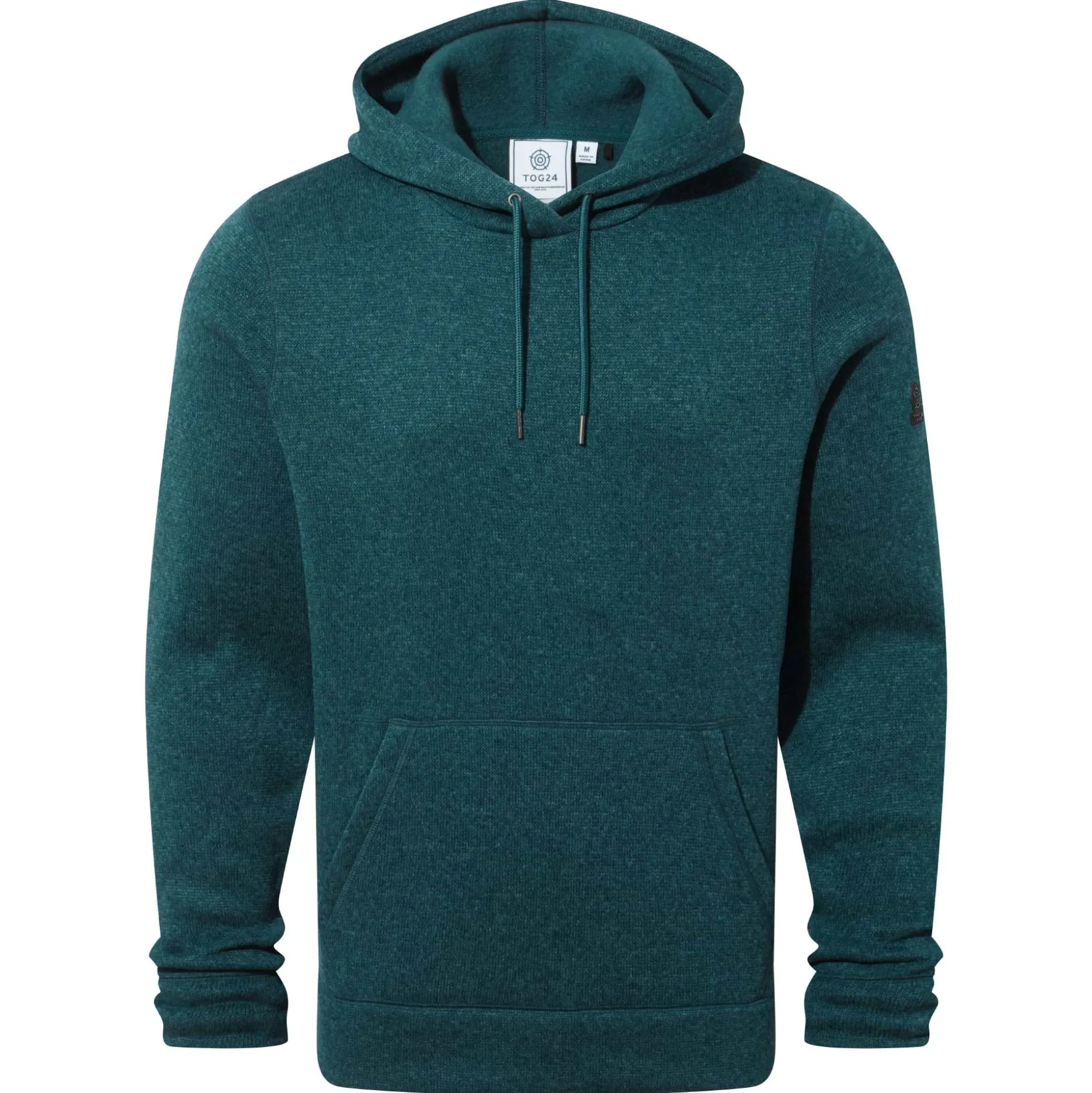 Mosby Mens Supersoft Knitlook Fleece Hoody - Petrol Green Marl