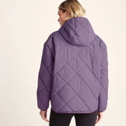 Nanford Womens Oversized Shower Resistant Diamond Quilted Jacket - Orchid