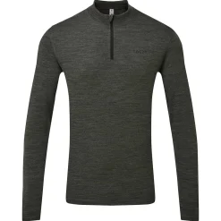 Nevis Mens Merino Base Layer Zip Neck - Grey Marl