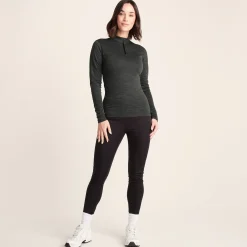 Nevis Womens Merino Base Layer Zip Neck - Grey Marl