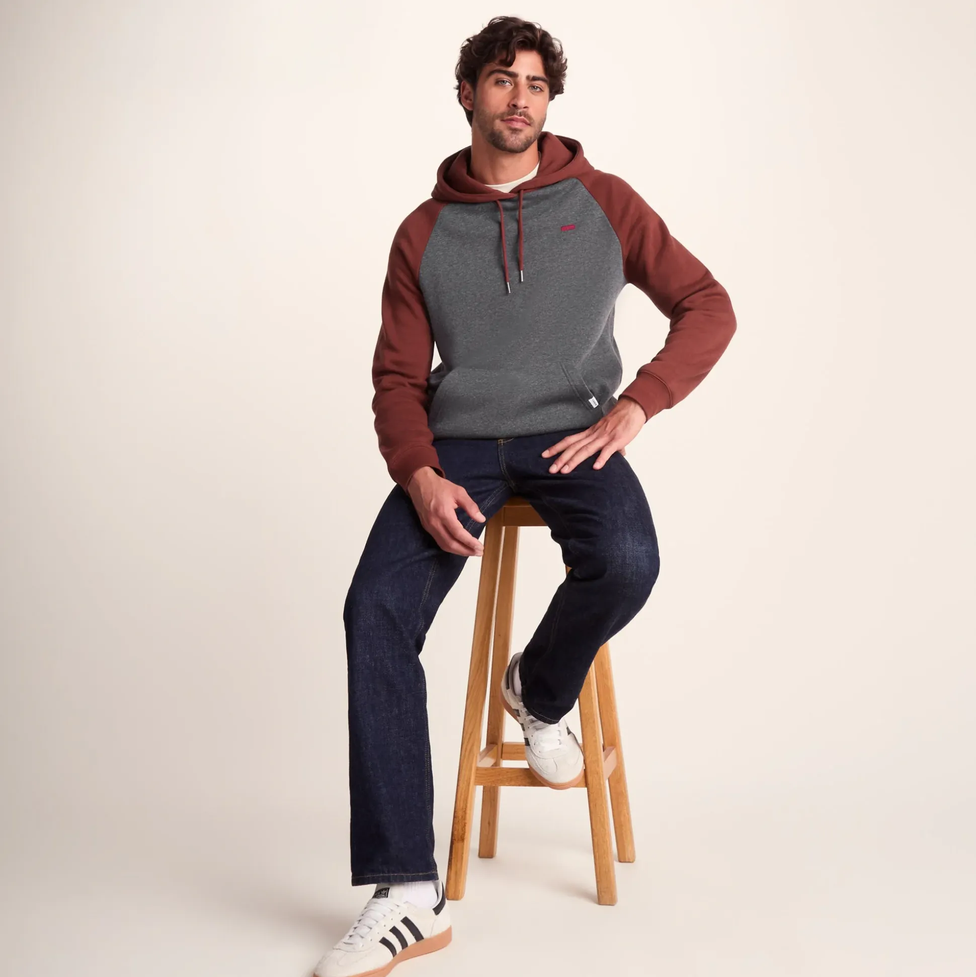 Noston Mens Supersoft Raglan Hoody - Port