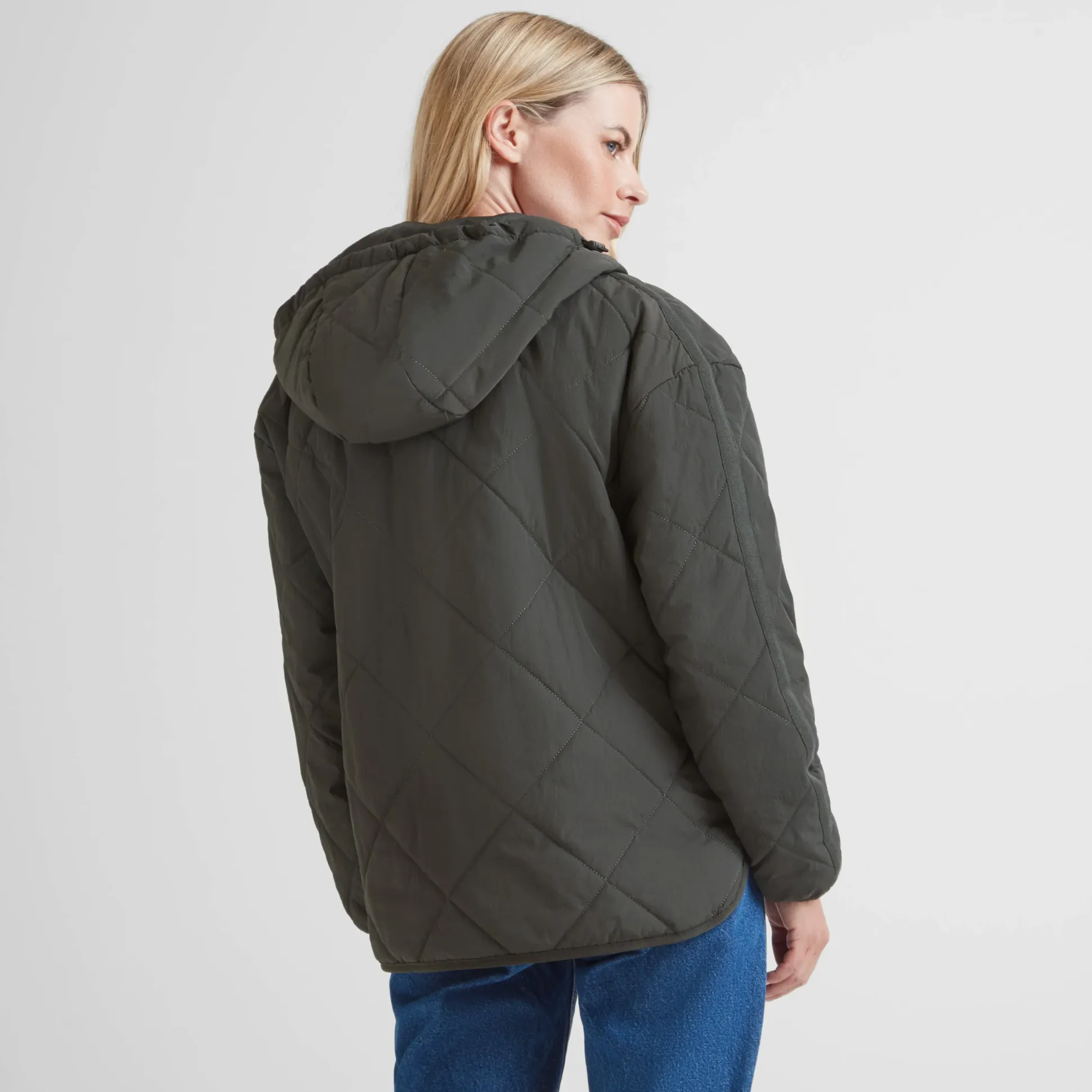 Orford Womens Hooded Packaway Padded Jacket - Washed Black