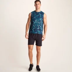 Pablo Mens Performance Vest - Inky Blue Pixel Print