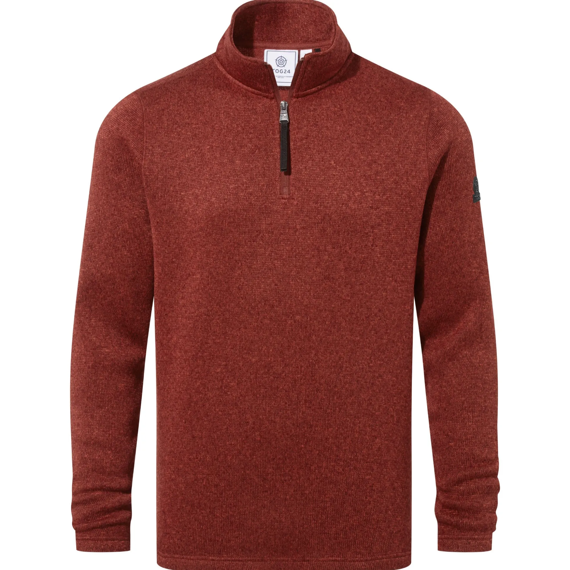Pearson Mens Knitlook Quarter Zip Fleece - Clay Marl