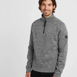 Pearson Mens Knitlook Quarter Zip Fleece - Dark Grey Marl