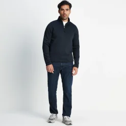 Pearson Mens Knitlook Quarter Zip Fleece - Dark Indigo Marl