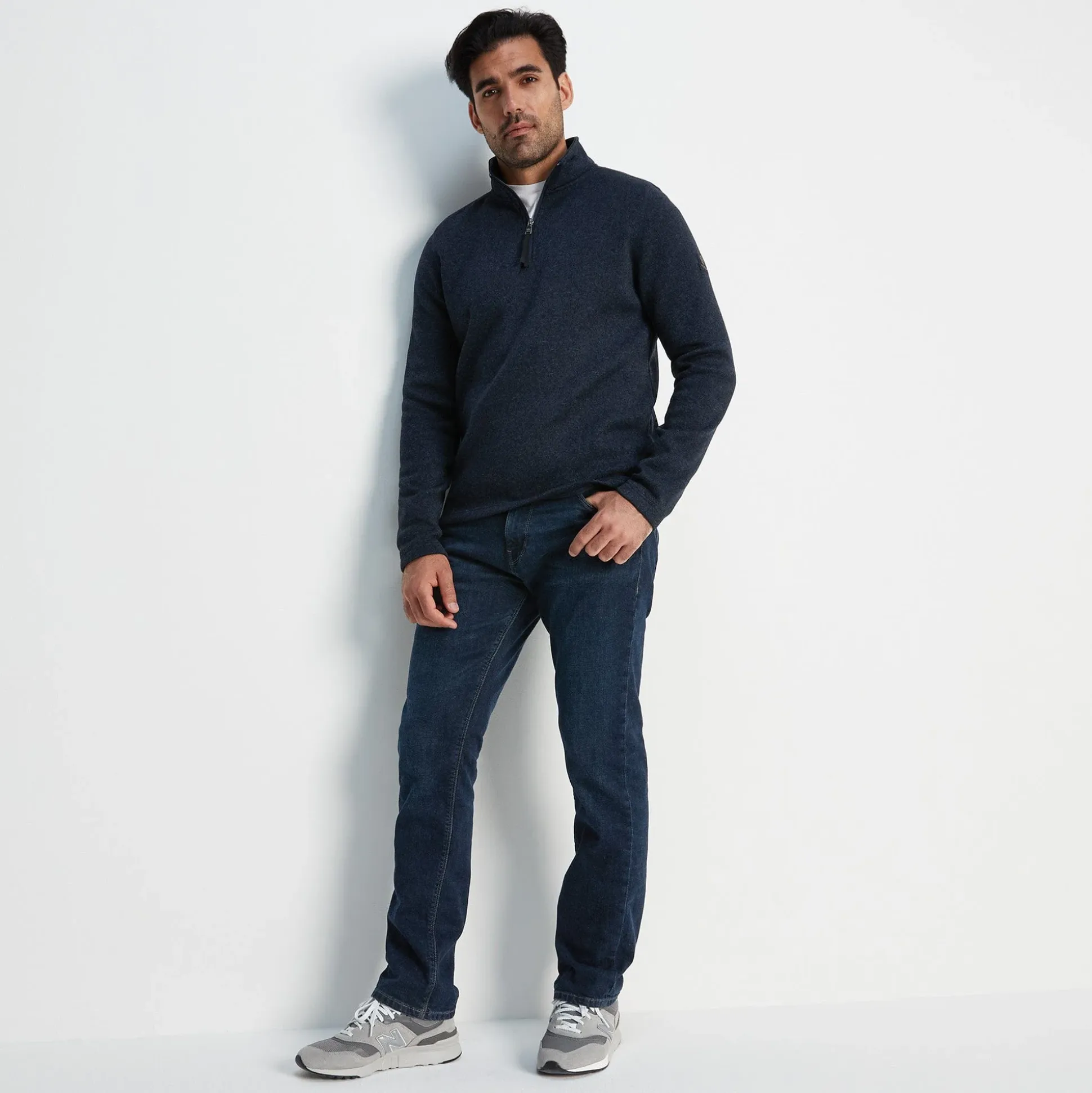Pearson Mens Knitlook Quarter Zip Fleece - Dark Indigo Marl