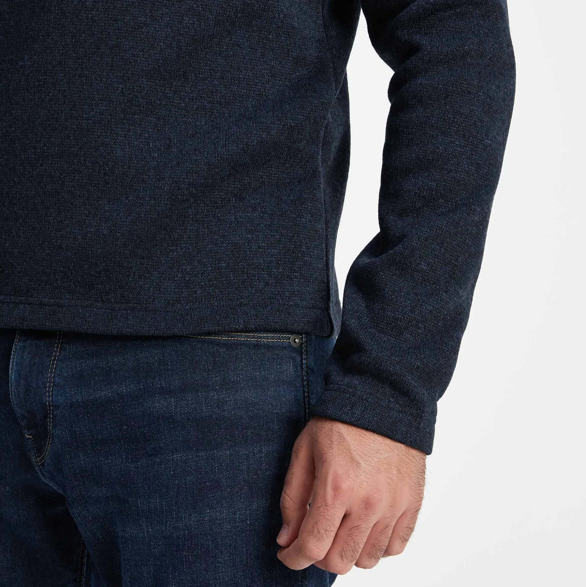 Pearson Mens Knitlook Quarter Zip Fleece - Dark Indigo Marl