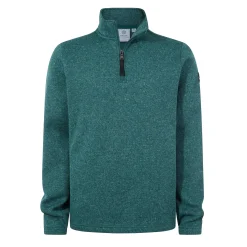 Pearson Mens Knitlook Quarter Zip Fleece - Dark Turquoise Marl