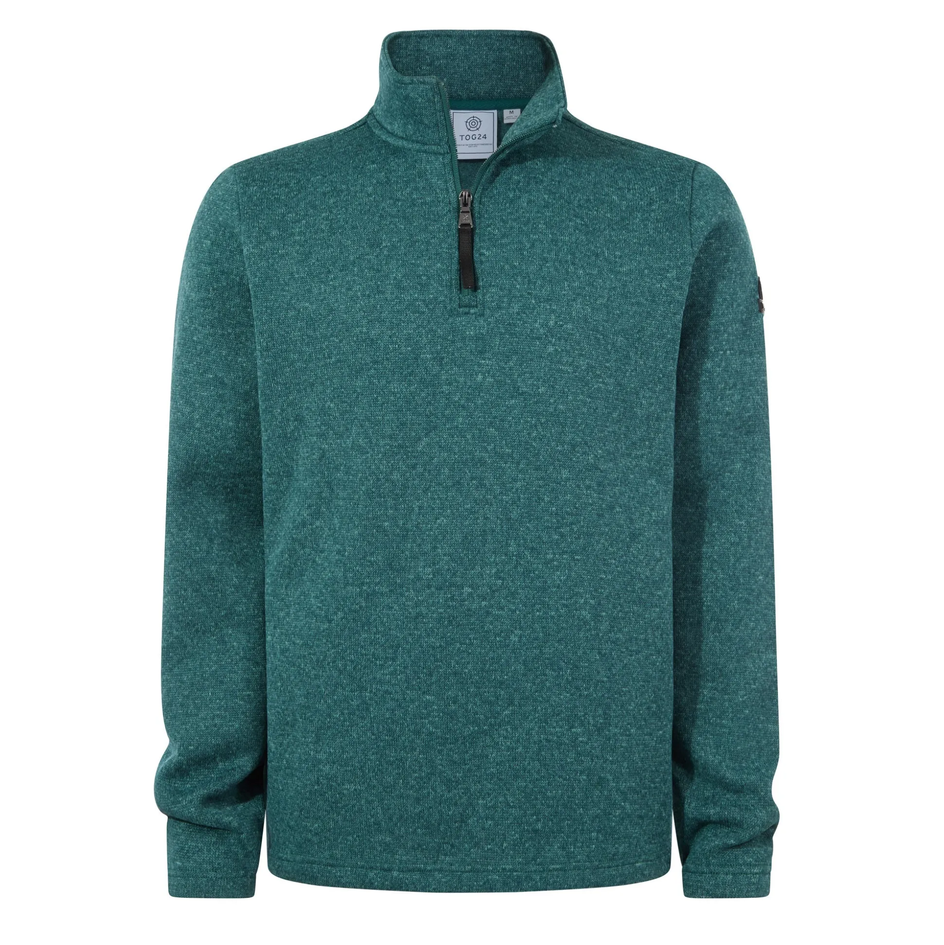 Pearson Mens Knitlook Quarter Zip Fleece - Dark Turquoise Marl