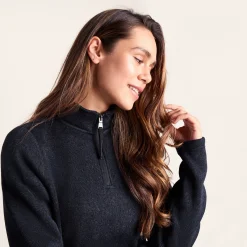 Pearson Womens Knitlook Quarter Zip Fleece - Dark Indigo Marl