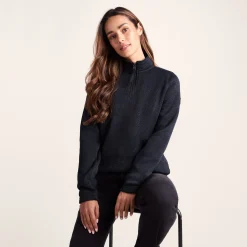 Pearson Womens Knitlook Quarter Zip Fleece - Dark Indigo Marl