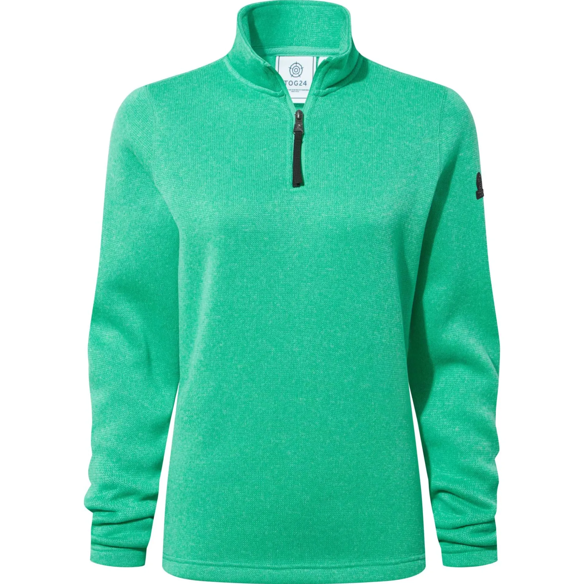 Pearson Womens Knitlook Quarter Zip Fleece - Jade Marl