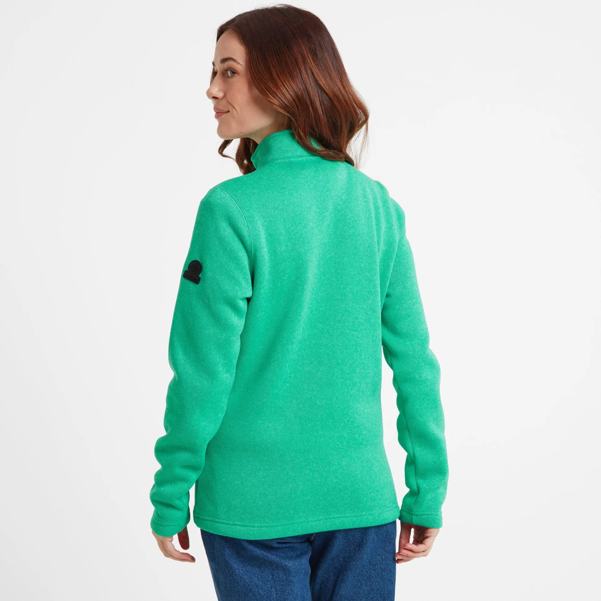 Pearson Womens Knitlook Quarter Zip Fleece - Jade Marl