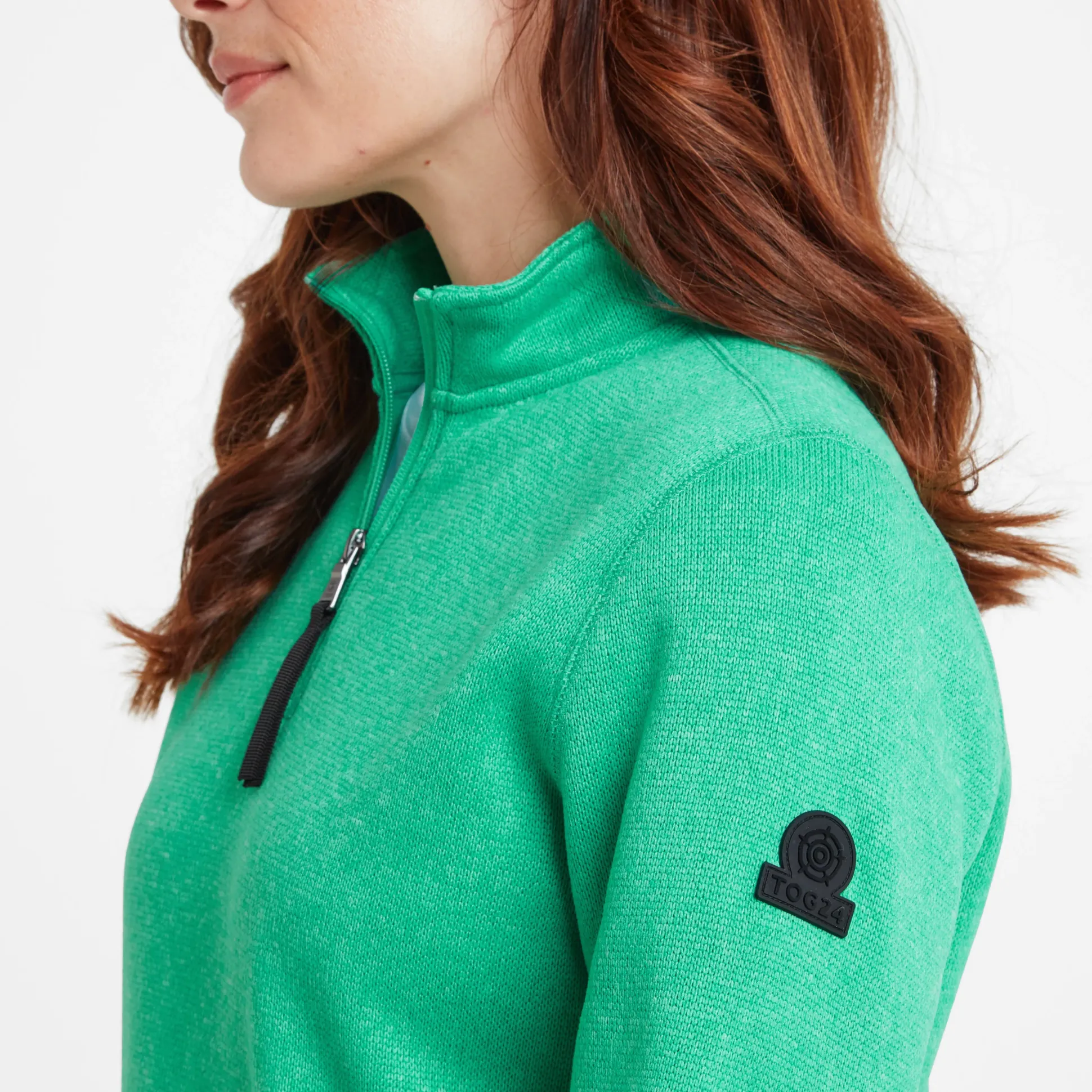 Pearson Womens Knitlook Quarter Zip Fleece - Jade Marl