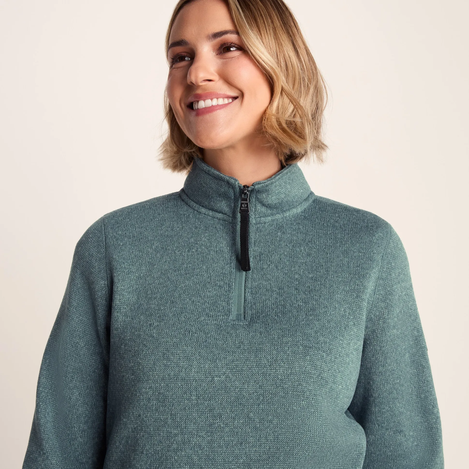 Pearson Womens Knitlook Quarter Zip Fleece - Mist Grey Marl