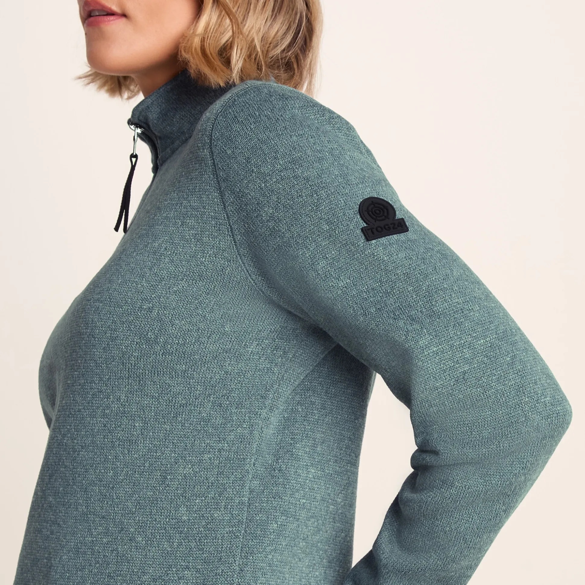 Pearson Womens Knitlook Quarter Zip Fleece - Mist Grey Marl