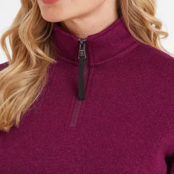 Pearson Womens Knitlook Quarter Zip Fleece - Purple Berry Marl