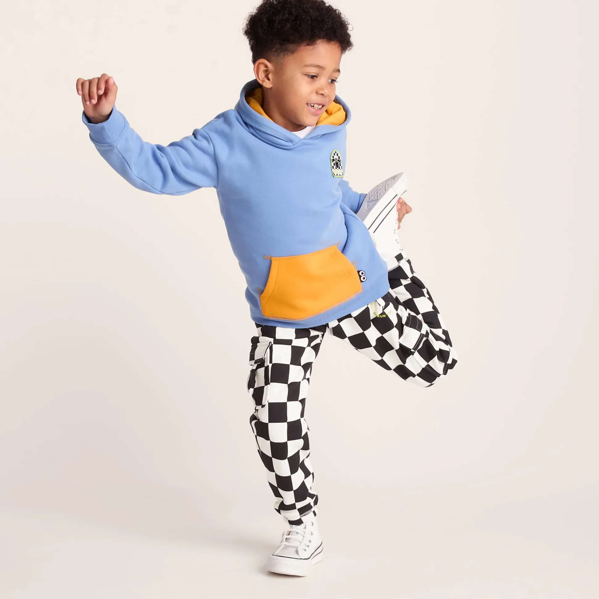 Polypay Kids Shaun the Sheep Sweat Pant - Black Woolly Checkerboard