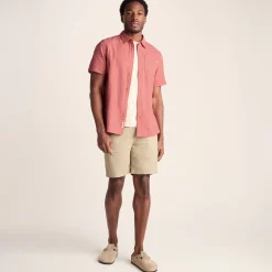 Preston Mens 100% Cotton Supersoft Short Sleeve Shirt - Redwood