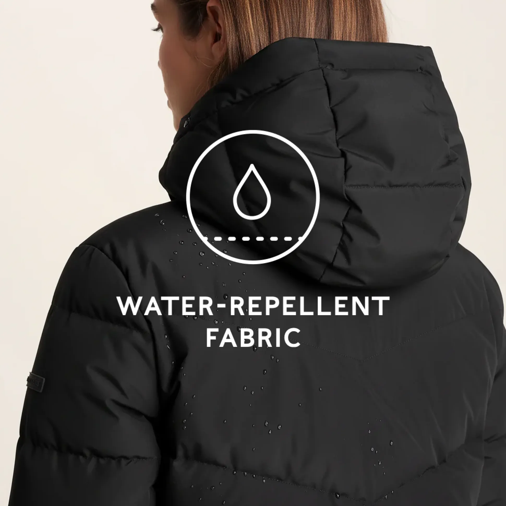 Raleigh Luxe Womens Long Shower Resistant Down Insulated Jacket - Black