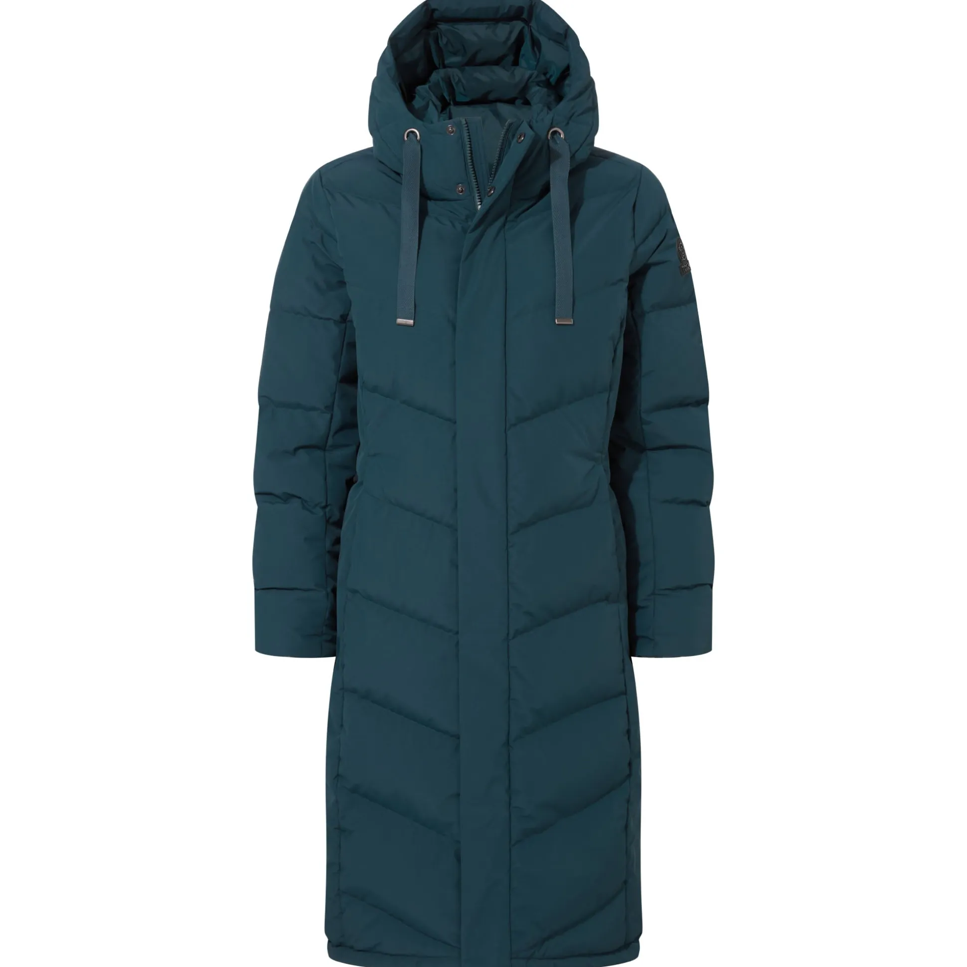 Raleigh Luxe Womens Long Shower Resistant Down Insulated Jacket - Petrol Green
