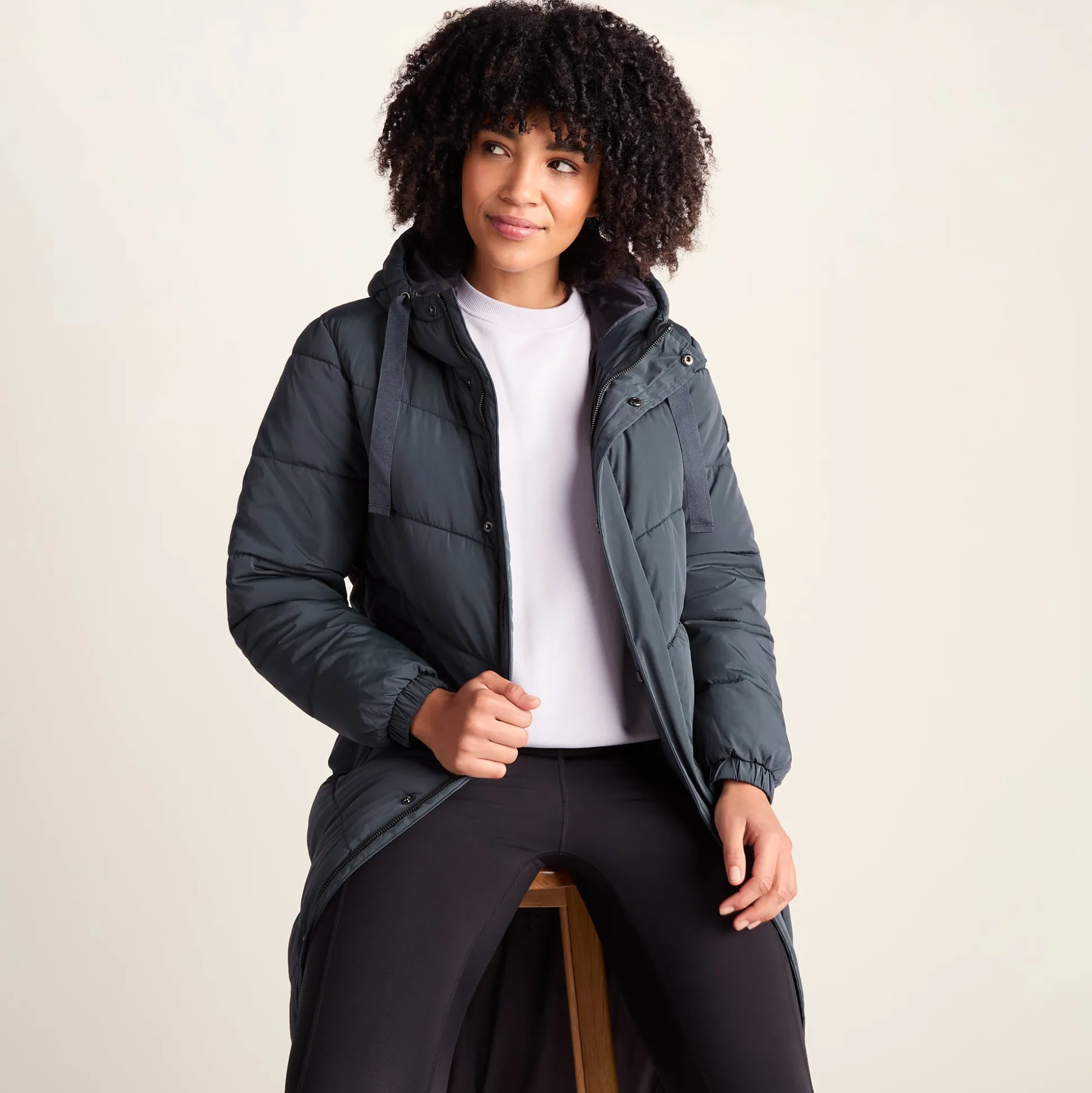 Raleigh Womens Long Insulated Jacket - Washed Blue