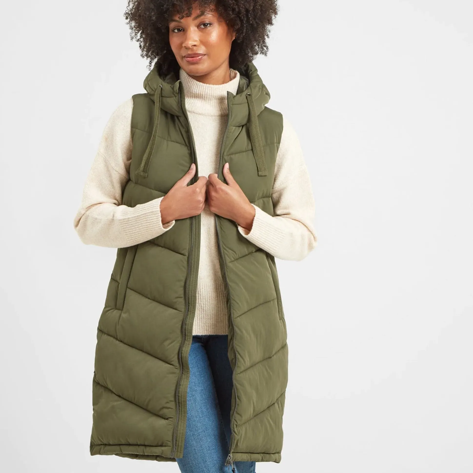 Ranskill Womens Long Insulated Gilet - Khaki