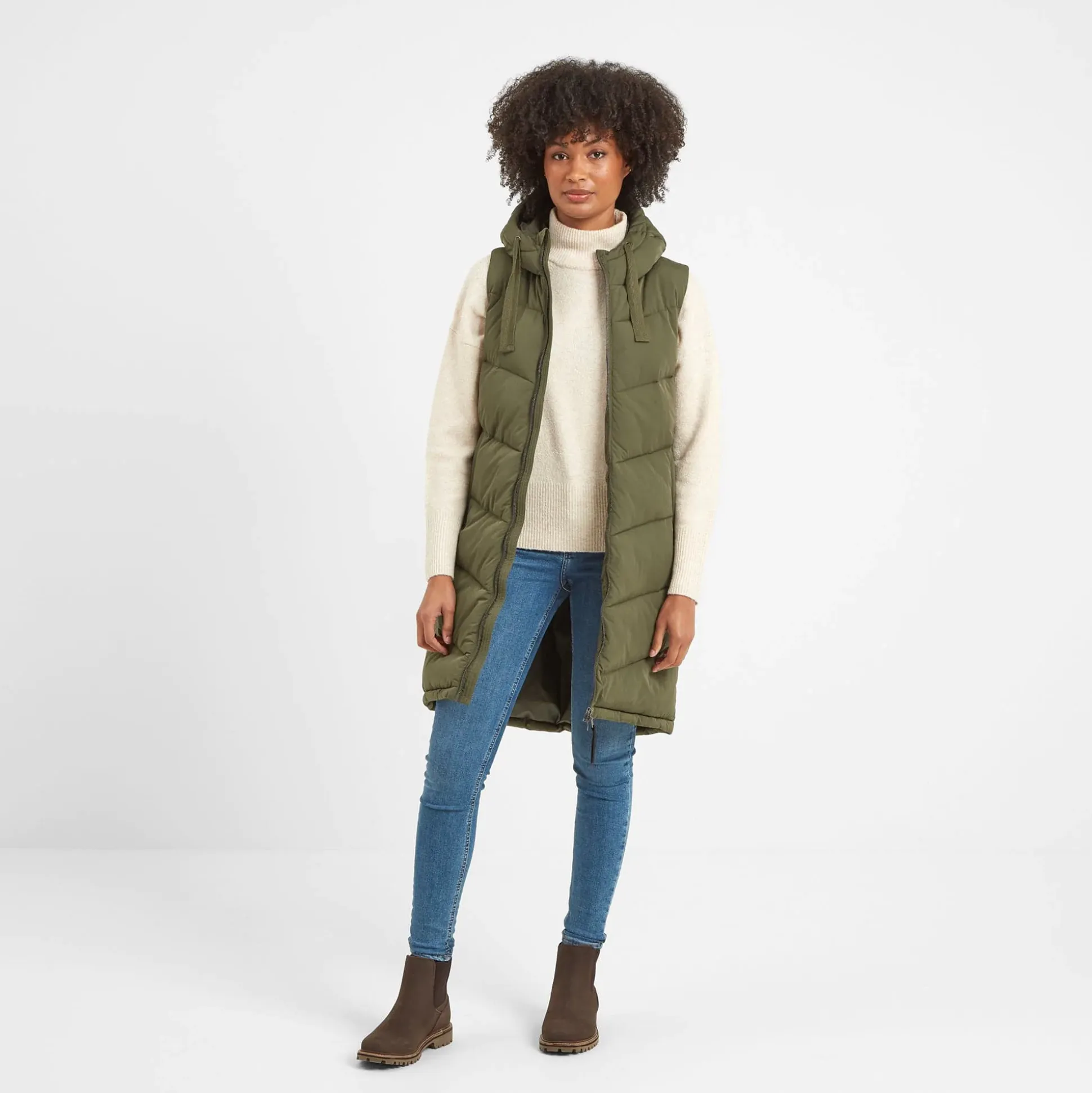 Ranskill Womens Long Insulated Gilet - Khaki