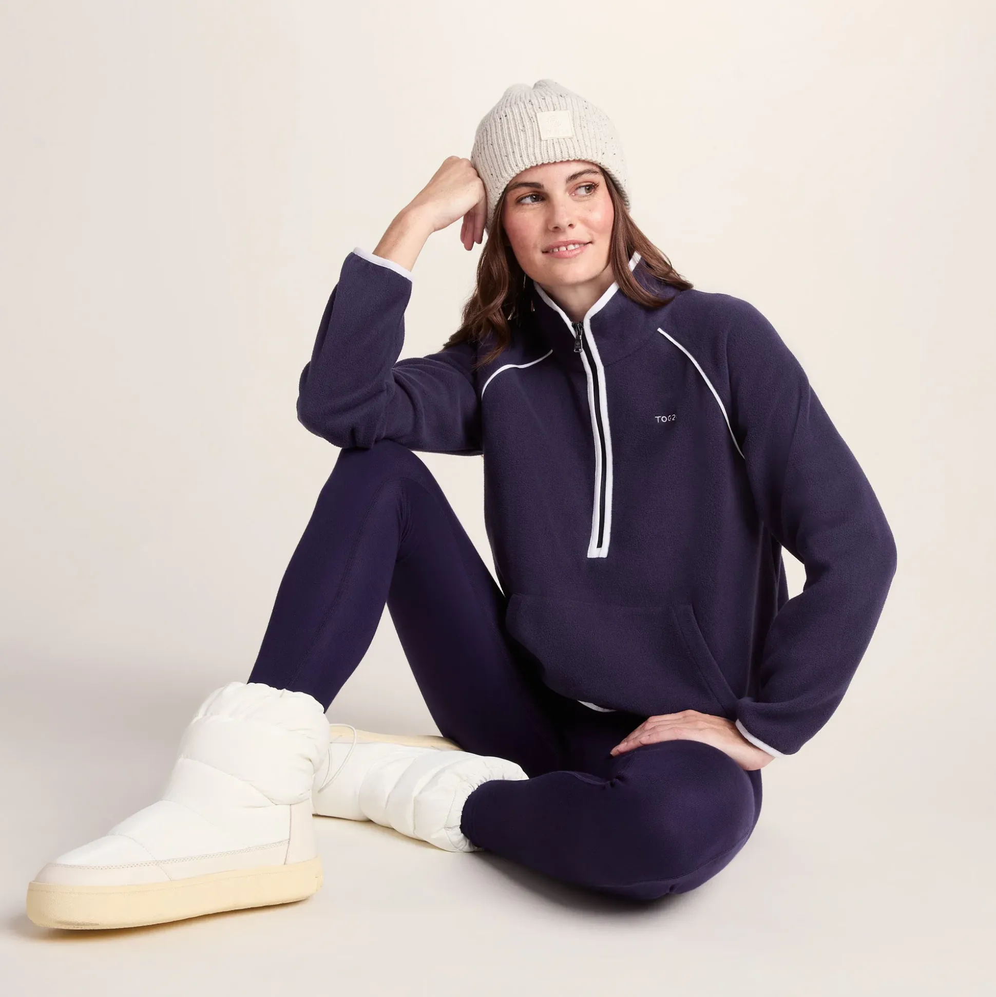 Rawson Womens Relaxed Fit Microfleece Zip Neck - Oxford Blue