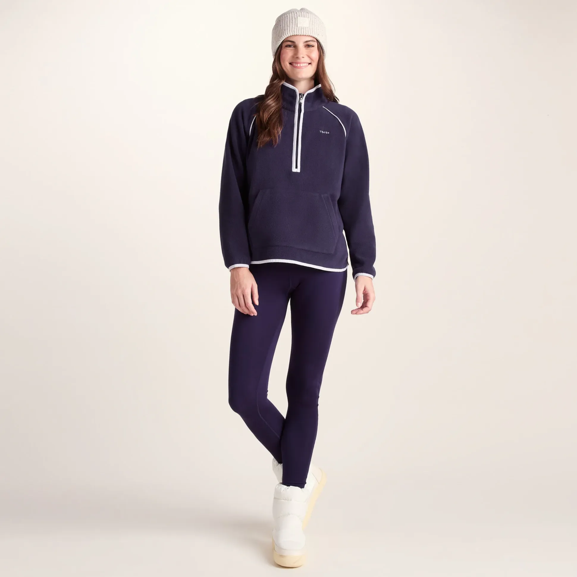 Rawson Womens Relaxed Fit Microfleece Zip Neck - Oxford Blue