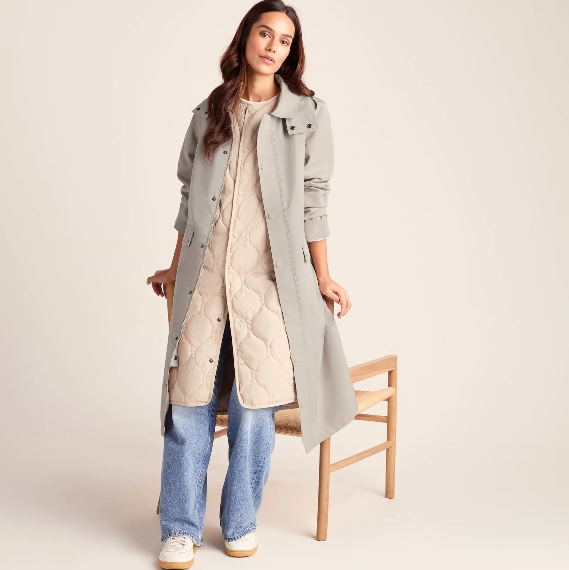Remi Womens Classic Waterproof Car Coat - Cool Beige