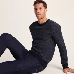 Richie Mens Knitted Crew Neck jumper - Dark Indigo