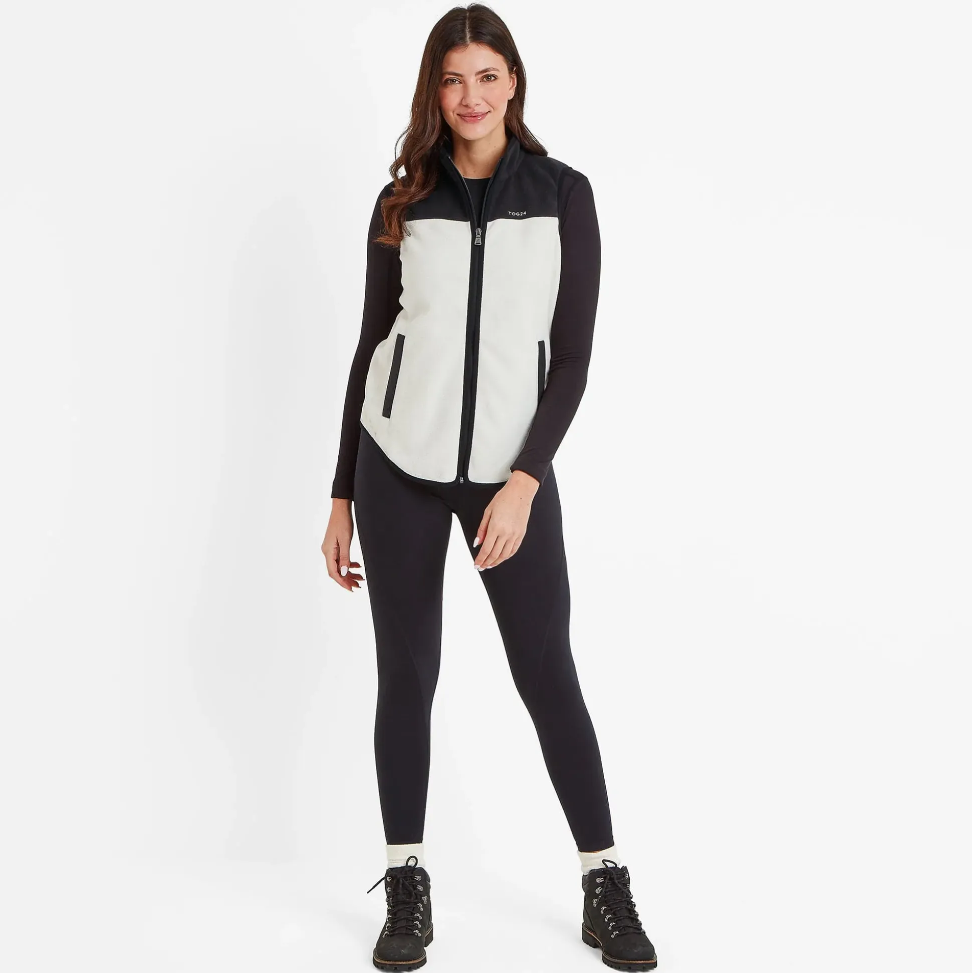 Sarel Womens Colour Block Fleece Gilet - Vanilla/Black