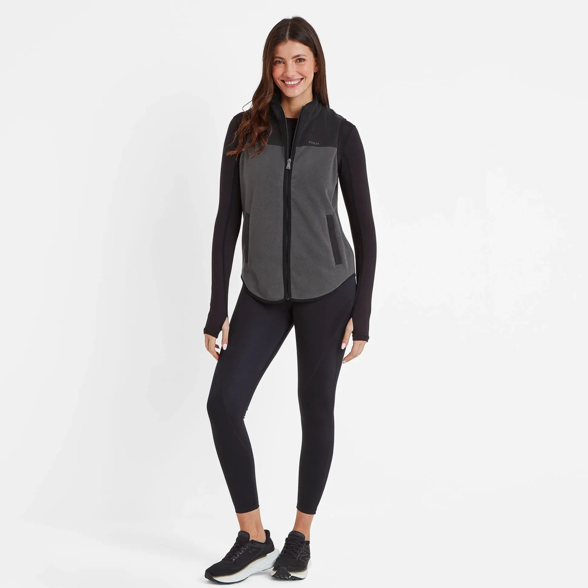 Sarel Womens Colour Block Fleece Gilet - Washed Black/Black