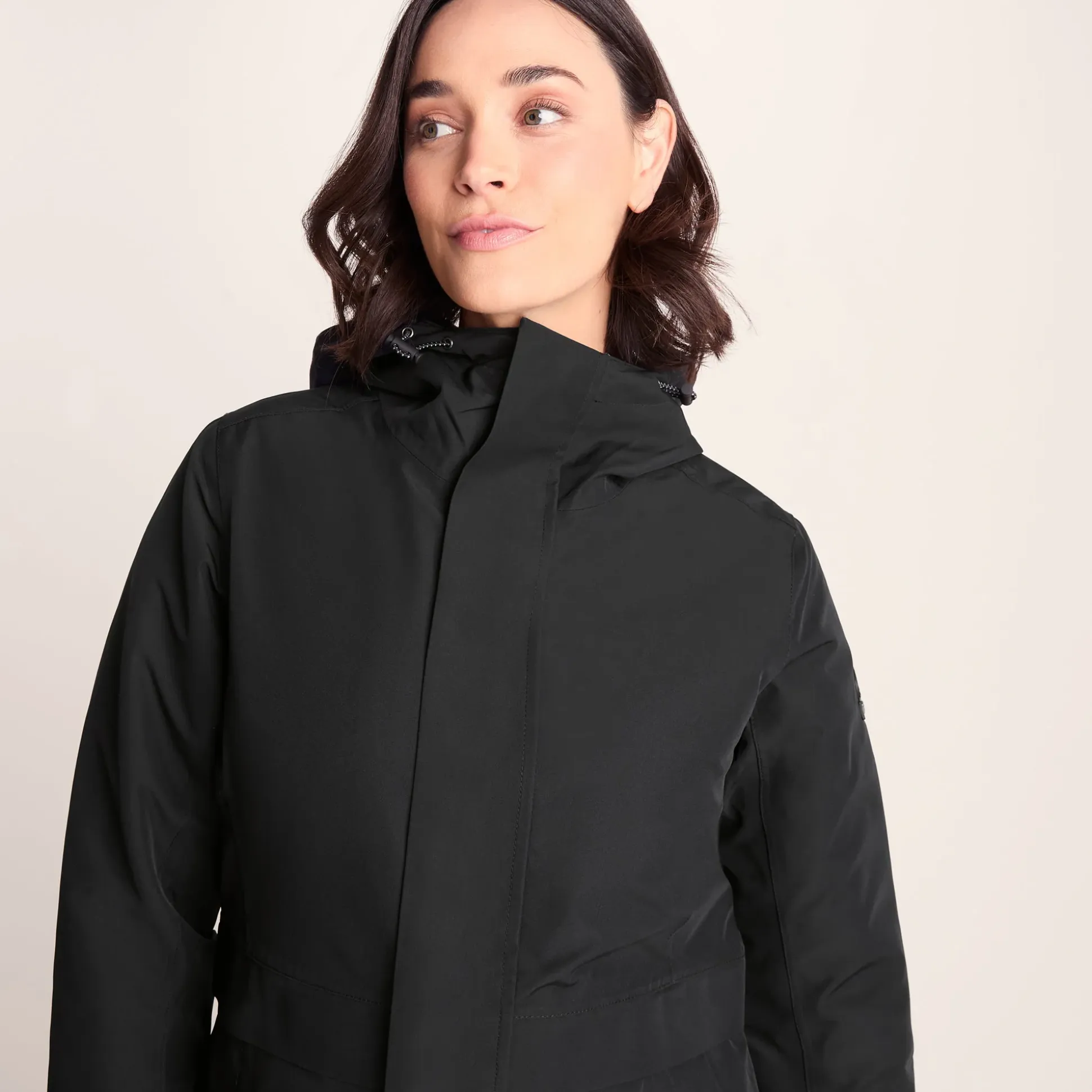 Saunter Womens Long Waterproof Jacket - Black