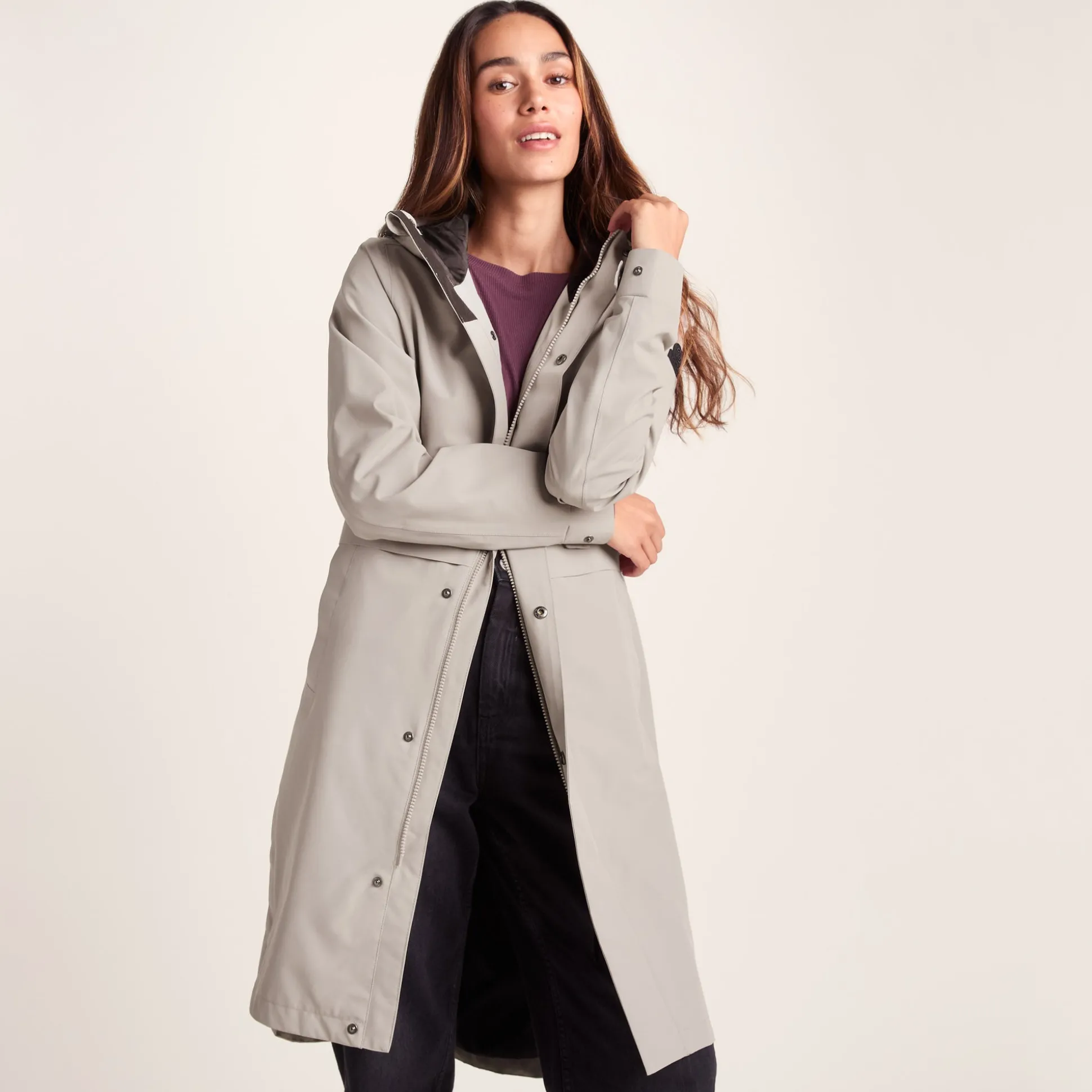 Saunter Womens Long Waterproof Jacket - Dark Taupe