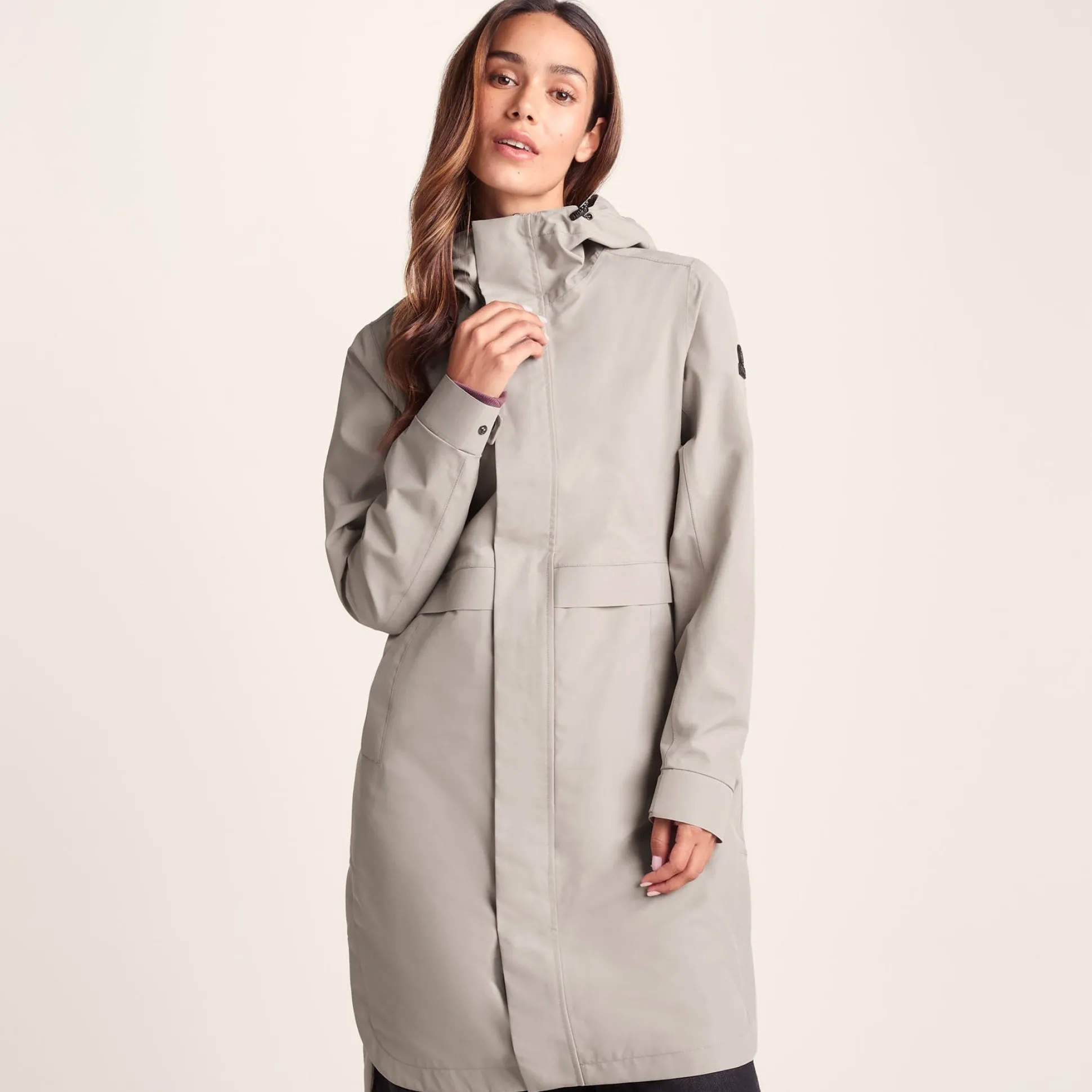 Saunter Womens Long Waterproof Jacket - Dark Taupe