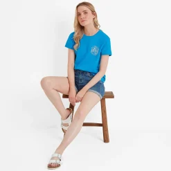 Seaside Womens 100% Cotton T-Shirt - Azure Blue