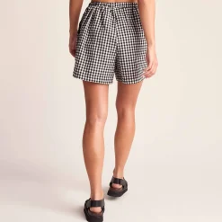 Sienna Womens Gingham Check Shorts - Black Check