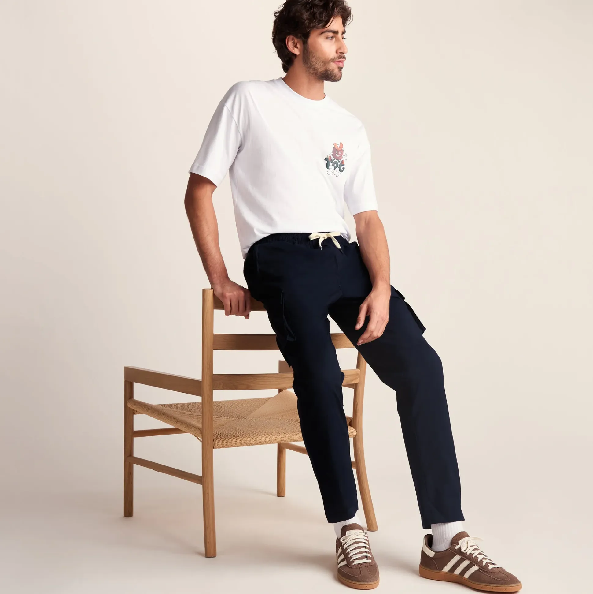 Silas Mens Cargo Trousers - Dark Indigo