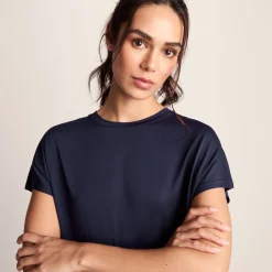 Skyla Womens Short Sleeve Performance Top - Oxford Blue