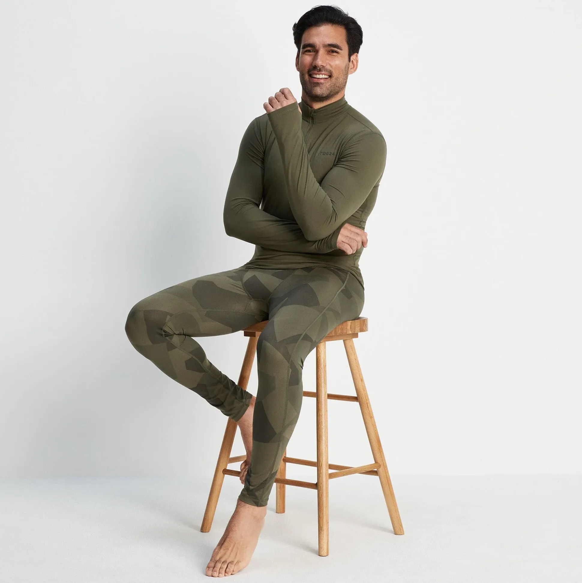 Snowdon Mens Thermal Base Layer Leggings - Khaki Camo Print