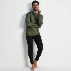 Snowdon Mens Thermal Crew Neck Base Layer - Khaki Camo Print