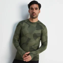 Snowdon Mens Thermal Crew Neck Base Layer - Khaki Camo Print