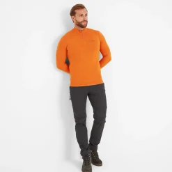 Snowdon Mens Thermal Quarter Zip Base Layer - Dark Orange